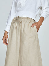 Linen Wide Leg Pant - Tan