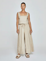 Linen Wide Leg Pant - Tan