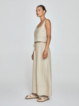Linen Wide Leg Pant - Tan