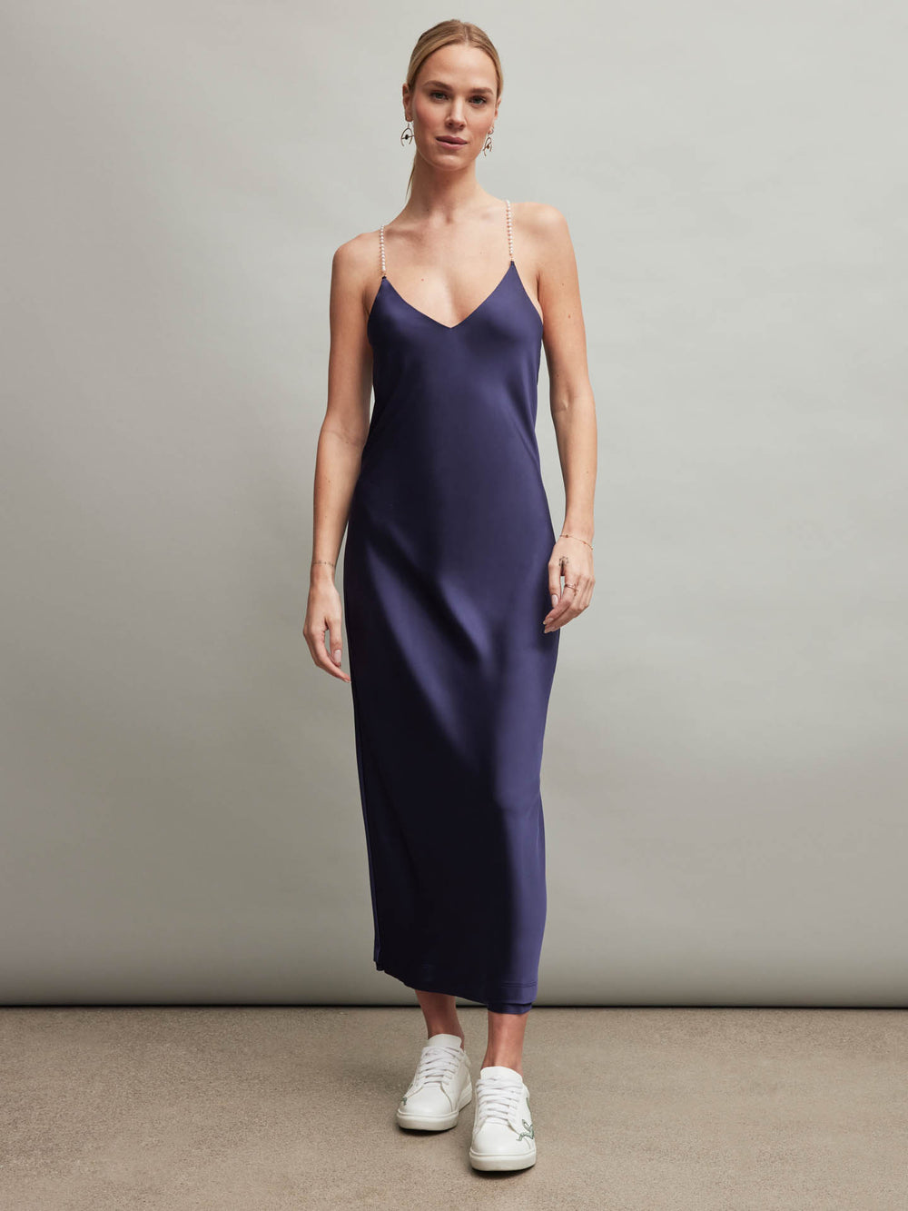 SATIN SLIP DRESS - NAVY Carbon38 SATIN SLIP DRESS - NAVY Carbon38