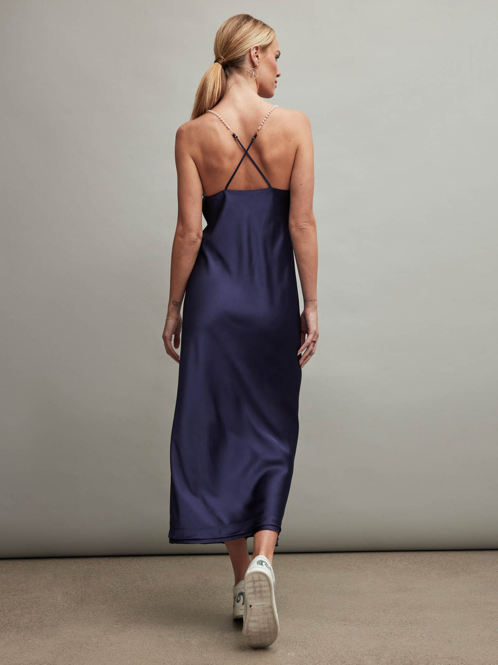 SATIN SLIP DRESS - NAVY Carbon38 SATIN SLIP DRESS - NAVY Carbon38