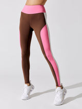 Side Split Blocked Legging - Deep Brown Combo