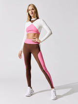 Side Split Blocked Legging - Deep Brown Combo