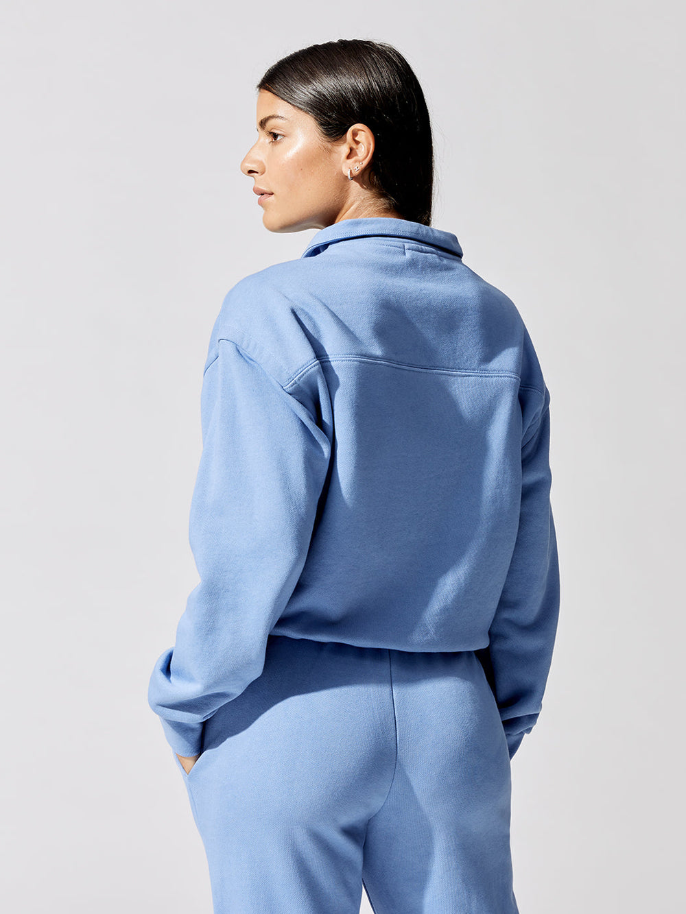 Zella Organic Terry Cropped Pullover - Blue
