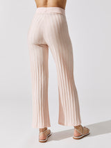 Celia Compact Rib Cropped Wide Leg Pants - Rosebud
