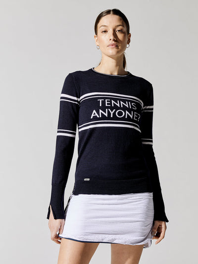 Tennis Anyone Sweater - Navy With White Stripes