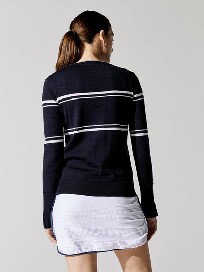 Tennis Anyone Sweater - Navy With White Stripes
