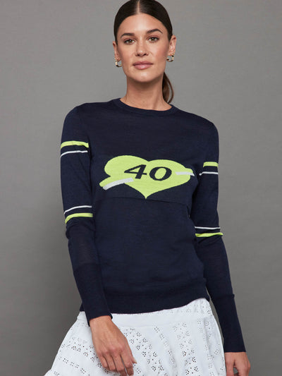 40 Love Knit - Navy with Yellow and White Stripes
