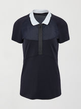 Mesh Zip Performance Polo - Navy with White Trim