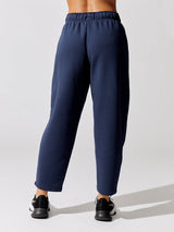 Nike Essental Collection Fleece Mid-rise Curve Pant - Midnight-Navy-White