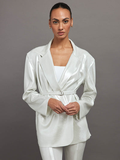 OVERSIZED DOUBLE BREASTED JACKET - PEARL