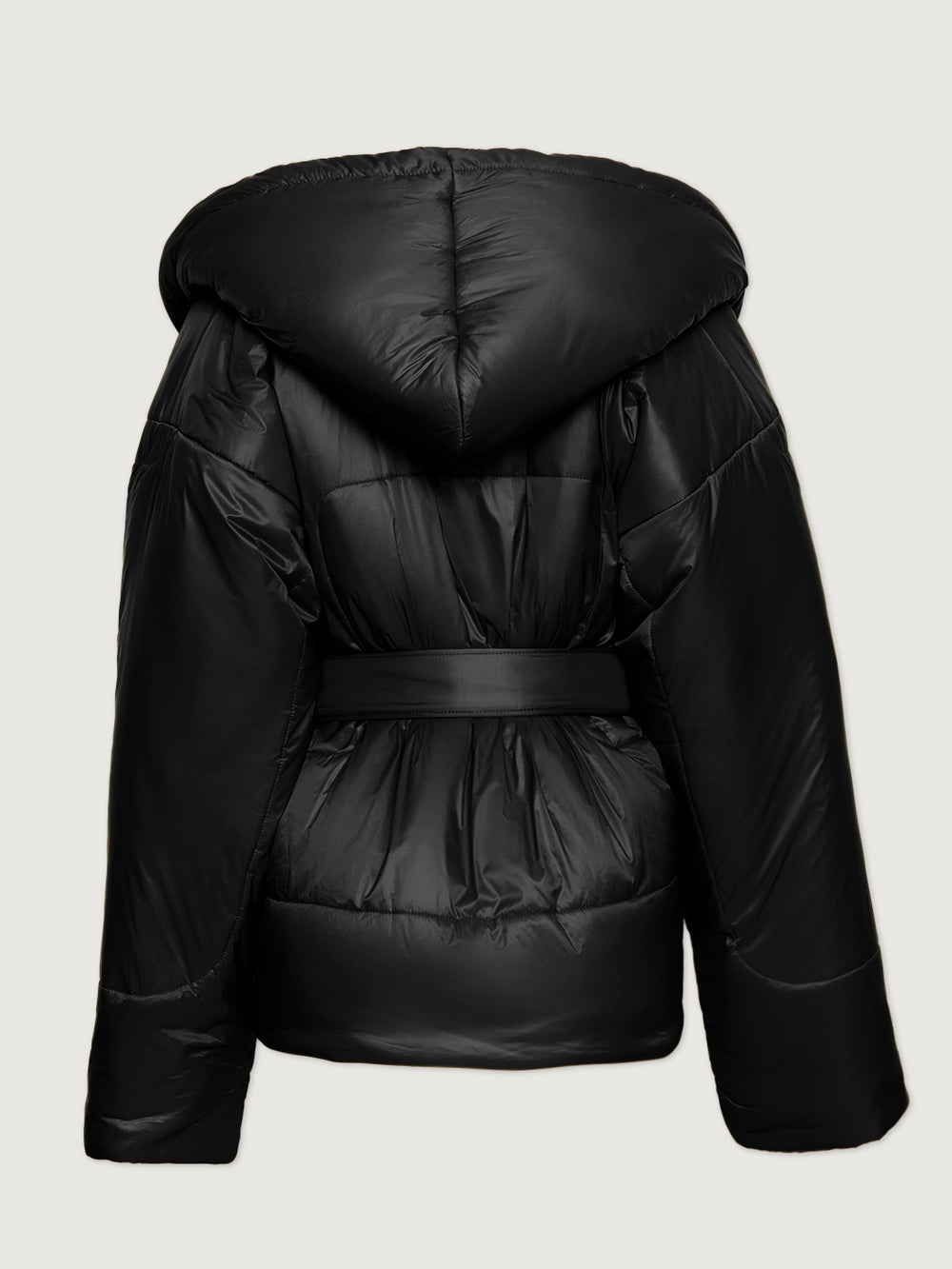 Hooded Sleeping Bag Coat Short - BLACK