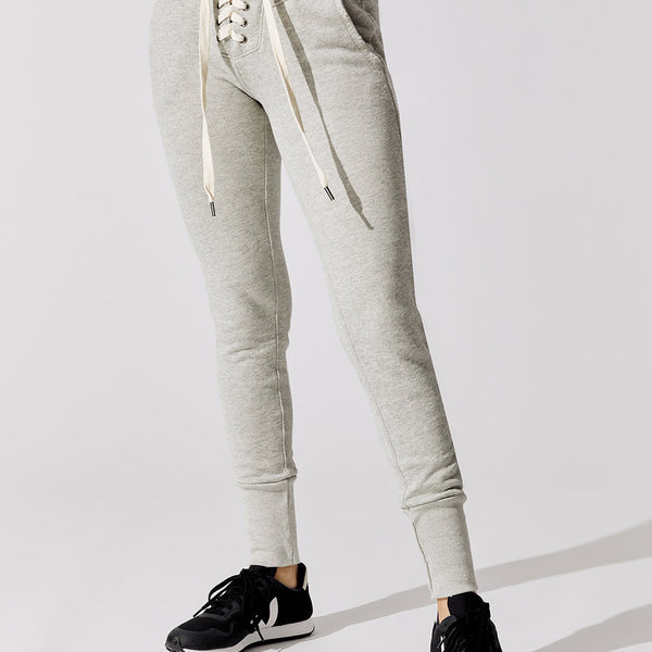 EVERYDAY | Unisex Embroidered 8X Slim Cuffed Joggers | Heather Grey