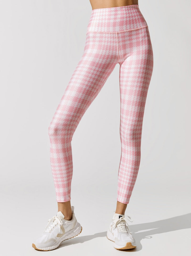 Houndstooth Legging - Candy Pink-White