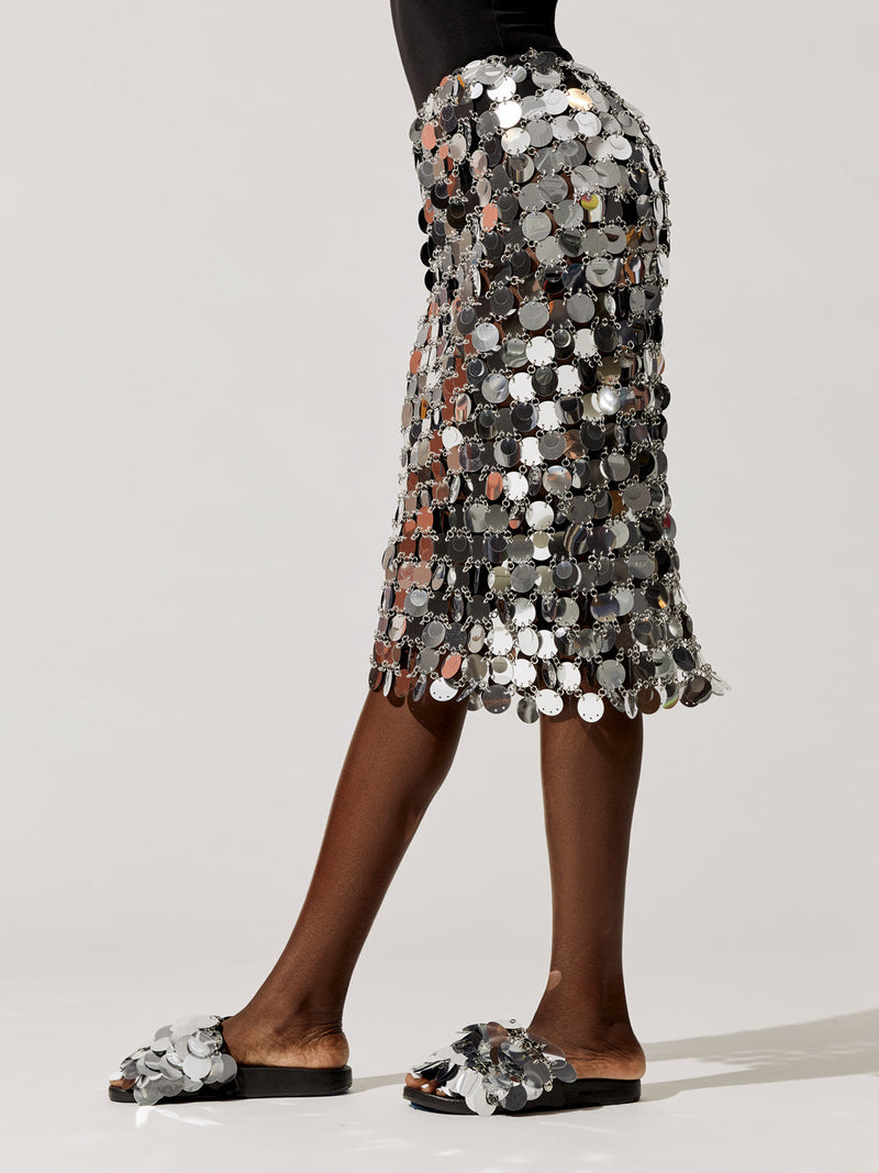 Jupe Sparkle Silver Sequin Skirt - Silver
