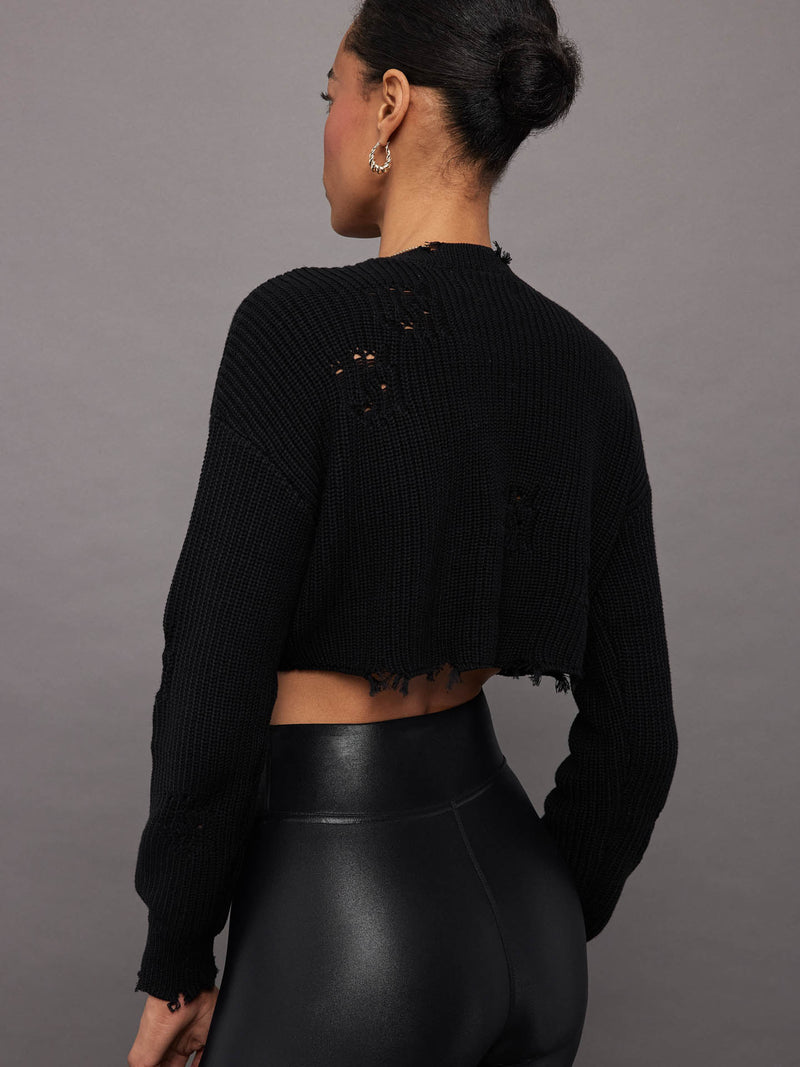 Cropped Devin Sweater - BLACK
