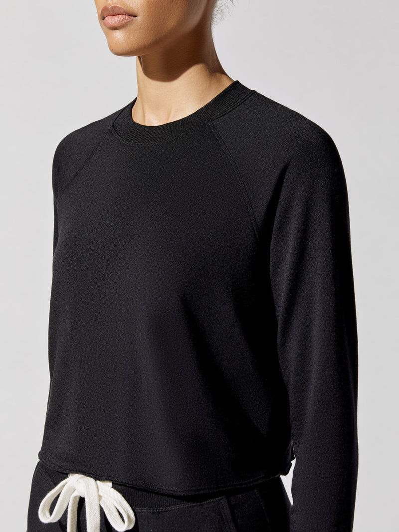Warm Up Crop Fleece Sweatshirt - Black