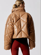 Aina Faux Leather Puffer Jacket - Nougat