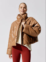 Aina Faux Leather Puffer Jacket - Nougat