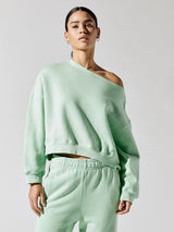 One Shoulder Sweatshirt - Pigment Spring Green