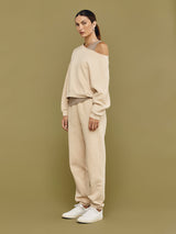 One Shoulder Sweatshirt - Powder
