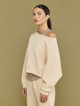 One Shoulder Sweatshirt - Powder