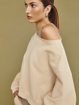 One Shoulder Sweatshirt - Powder