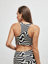 Black and White Wave Duoknit Bra - Black And White Wave