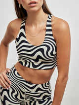 Black and White Wave Duoknit Bra - Black And White Wave