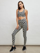 Black and White Wave Duoknit Tall Band Legging - Black And White Wave