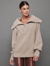 VINE HALF ZIP - TAUPE MARL