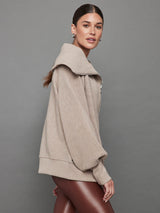 VINE HALF ZIP - TAUPE MARL