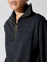 Miller Half Zip Sweatshirt - Black Marl