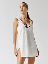 Mini Shift Dress - Off White Linen