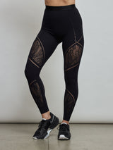 Sporty Logo Net Leggings - Black