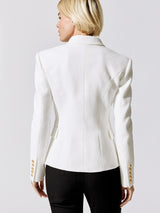 6 Button Cotton-pique Jacket - 0Fa Blanc
