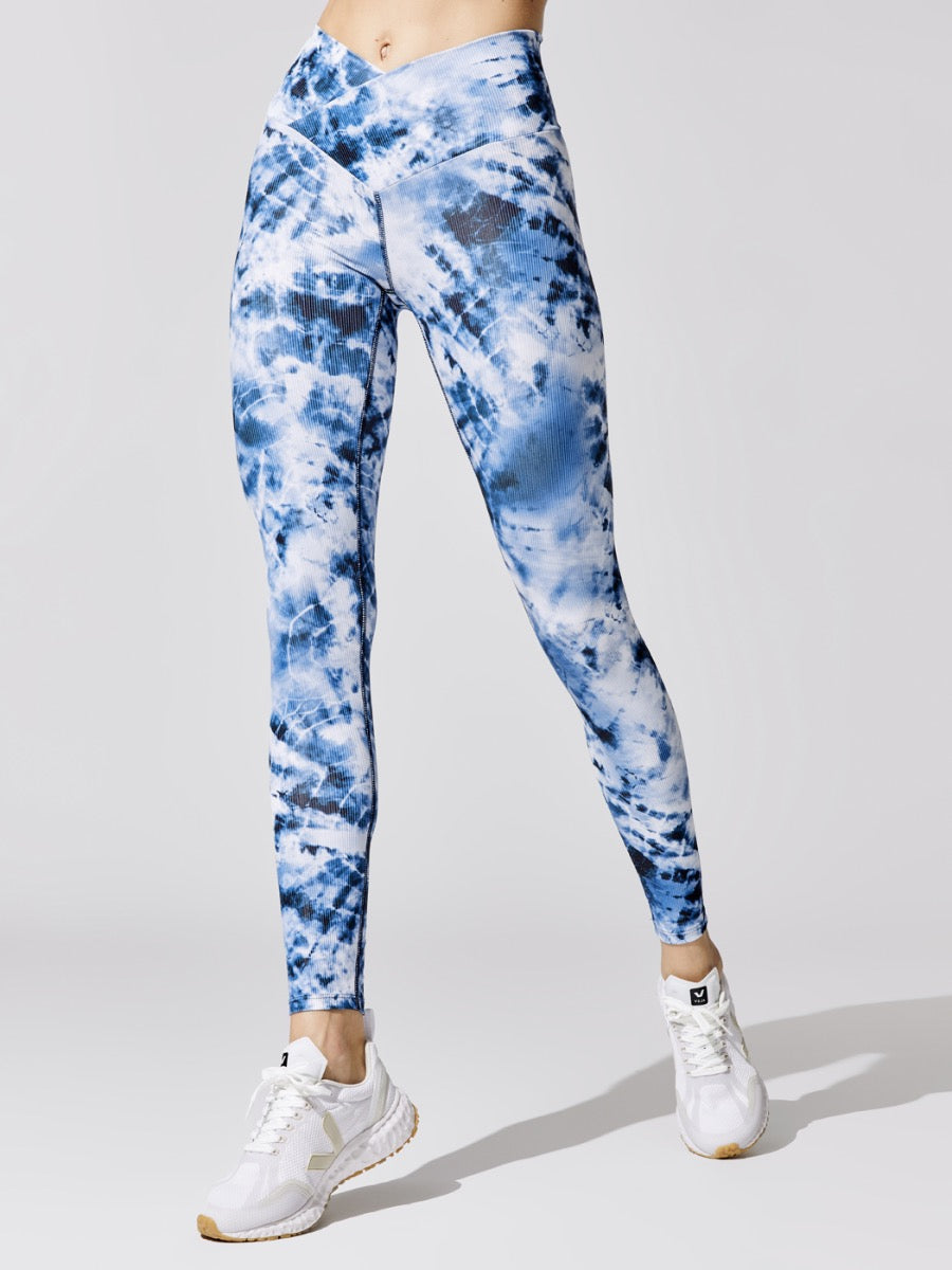 Ribbed Cara Legging - Indigo Tie Dye