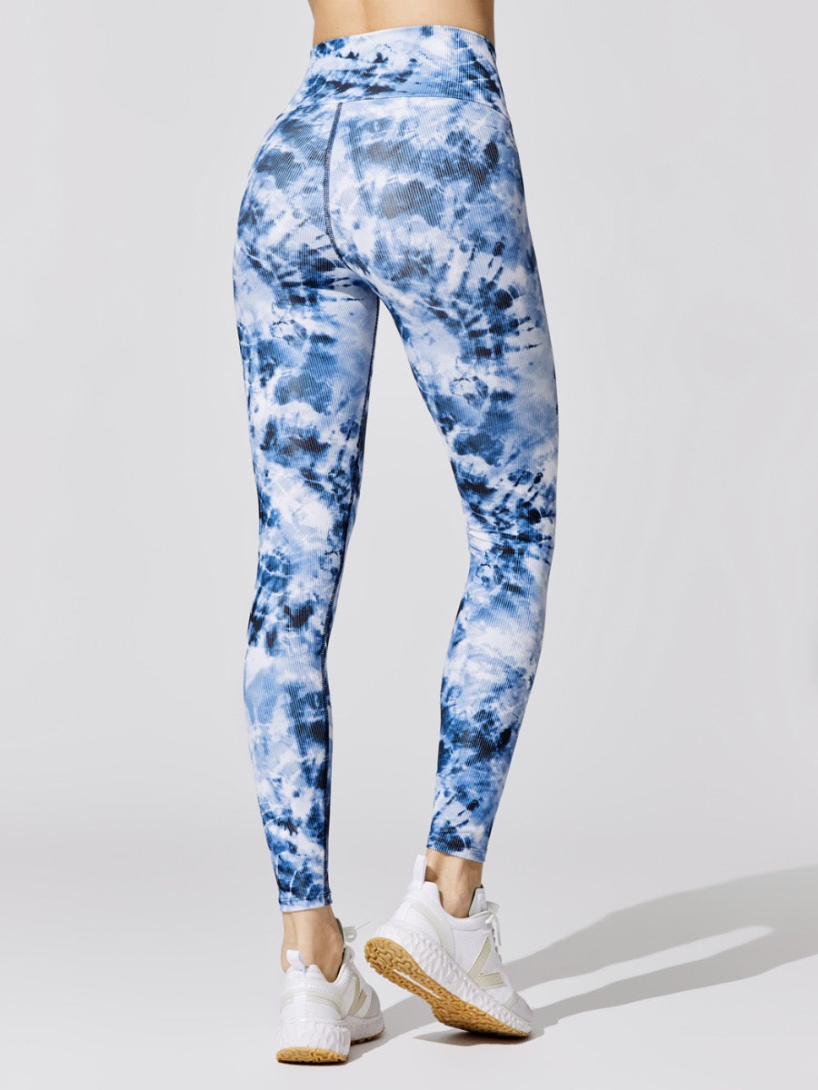 Ribbed Cara Legging - Indigo Tie Dye