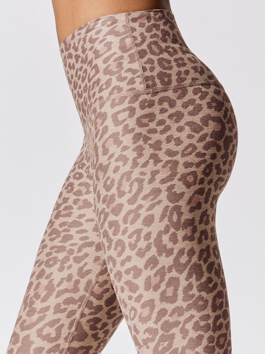 Spacedye Printed Caught In The Midi High Waisted Legging - Chai Cocoa Brown Leopard