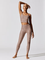 Spacedye Printed Caught In The Midi High Waisted Legging - Chai Cocoa Brown Leopard