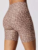 Spacedye Printed Biker Short - Chai Cocoa Brown Leopard