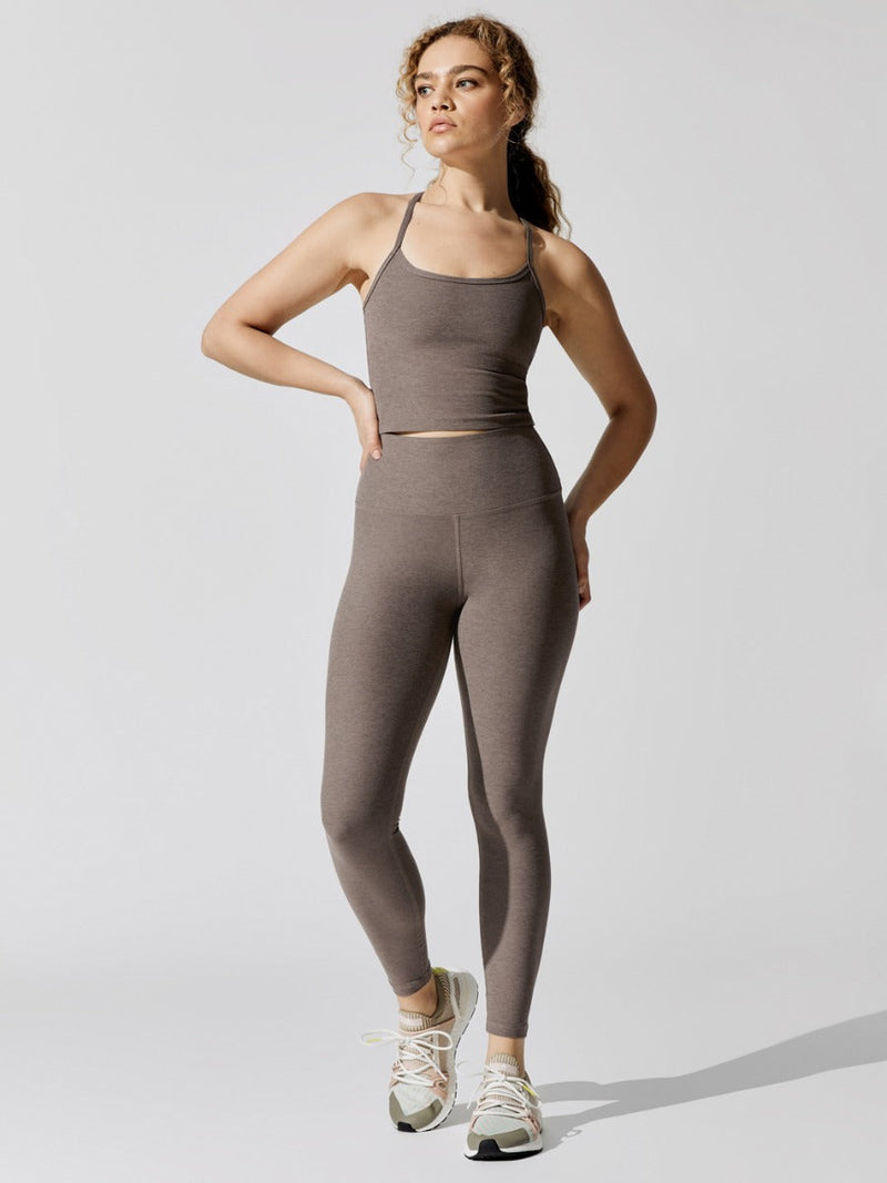 Spacedye Caught in the Midi High Waisted Legging - Coco Brown