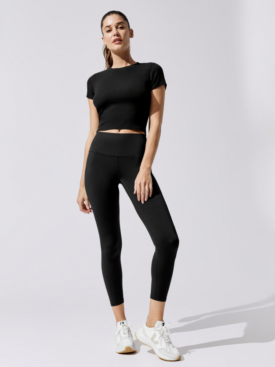 Ribbed Crop Tee - Black