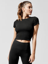 Ribbed Crop Tee - Black