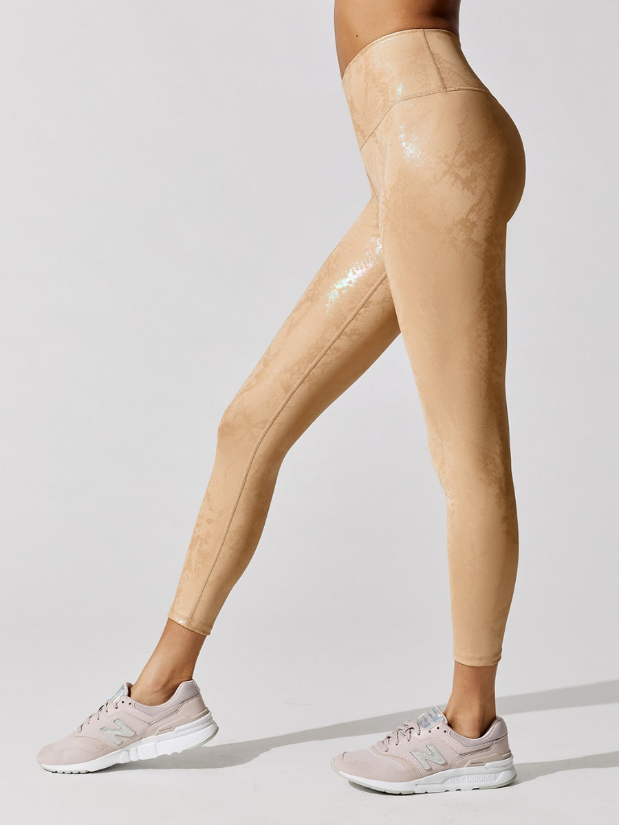 Metallic Snake High Rise 7/8 Legging - Brown