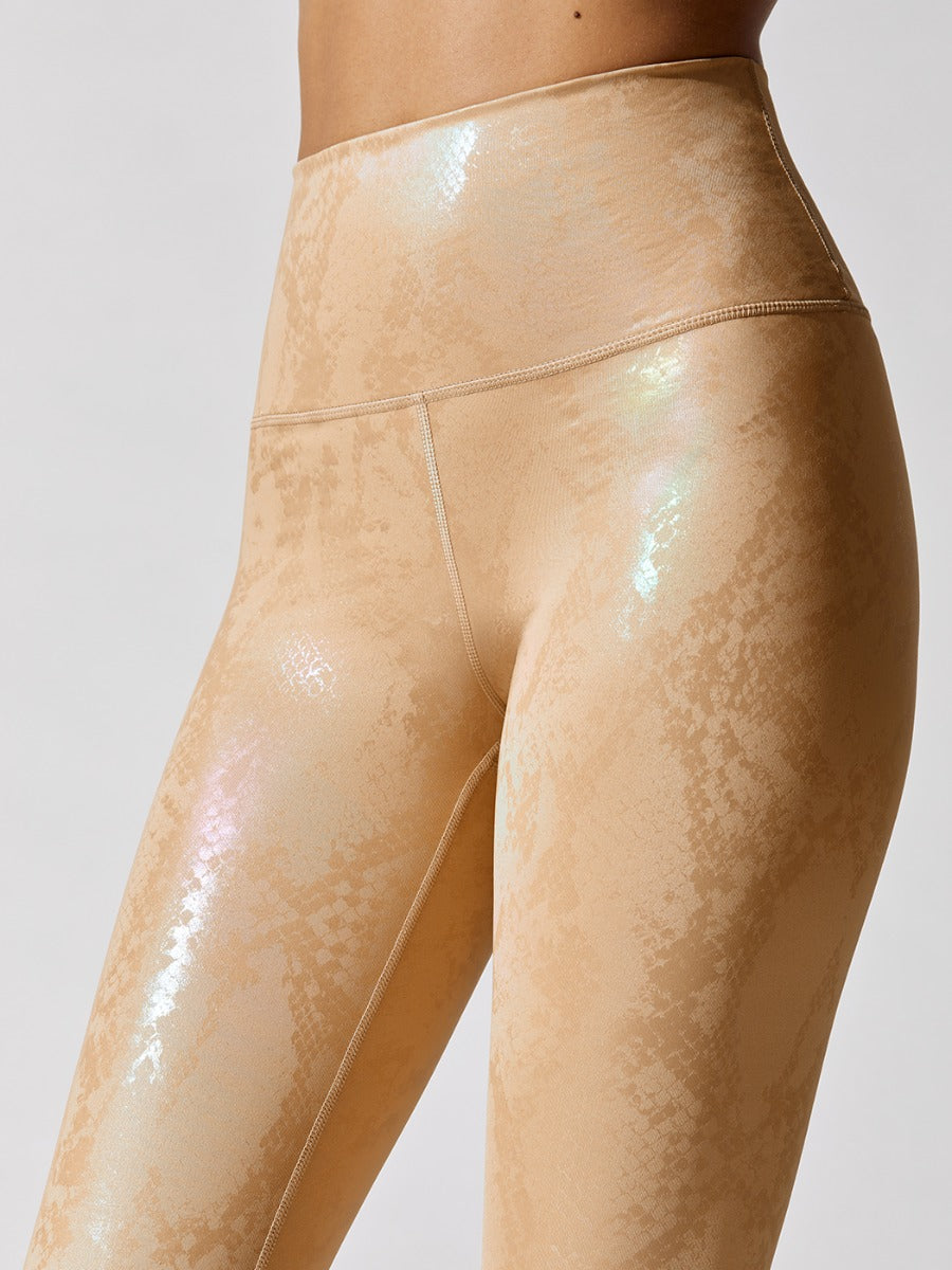 Metallic Snake High Rise 7/8 Legging - Brown