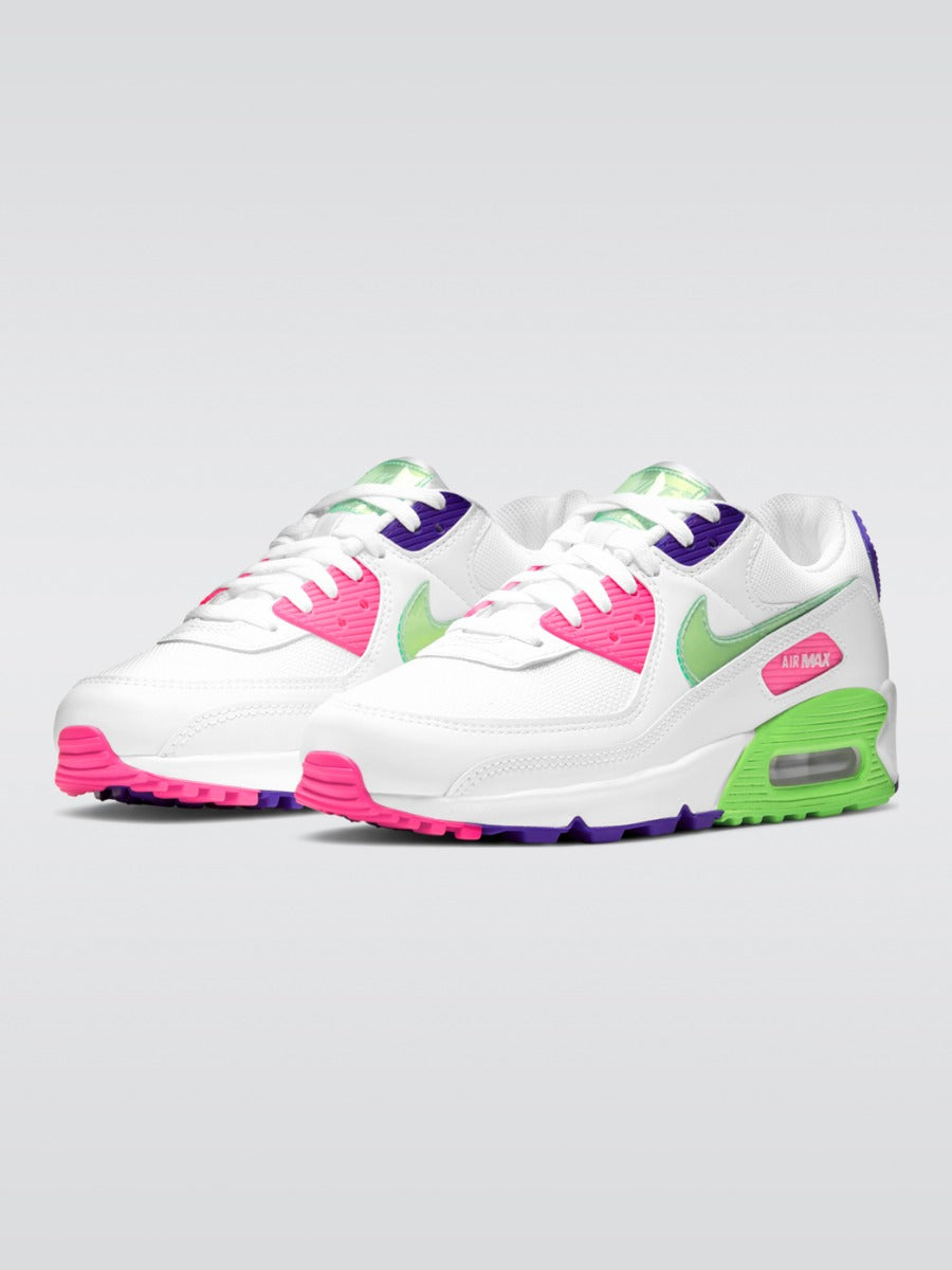 white pink and green air max