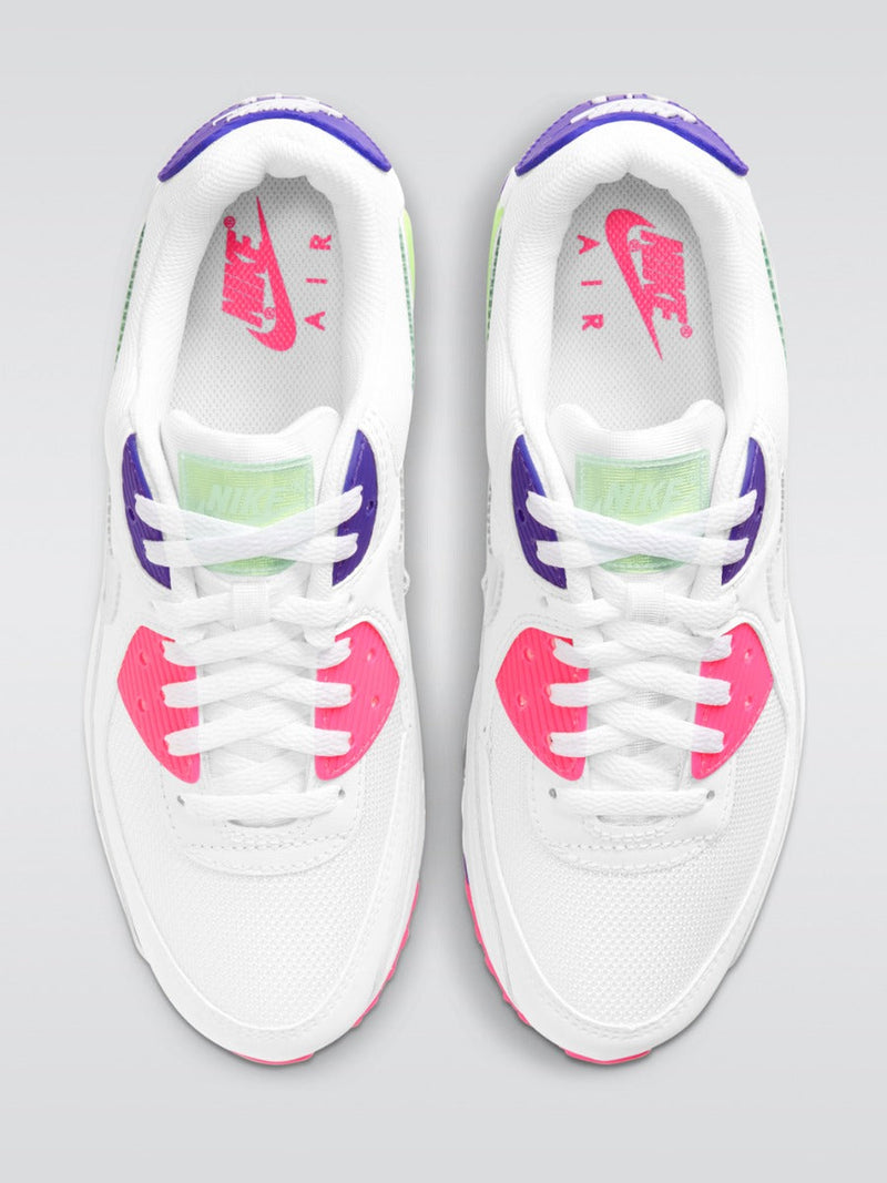 Air Max 90 Sneaker - White/Volt-Indigo Burst-Pink Blast