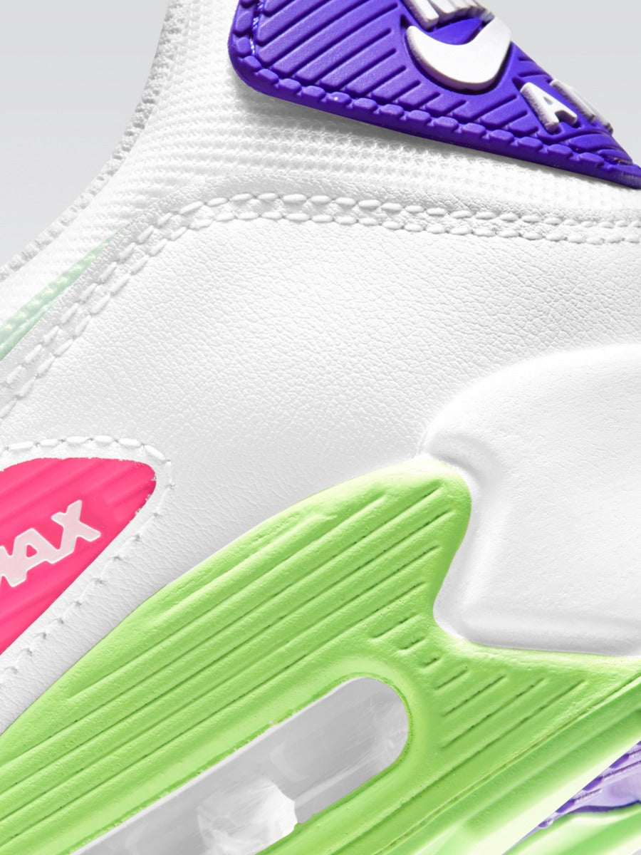 Air Max 90 Sneaker - White/Volt-Indigo Burst-Pink Blast