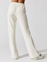 Terry Wide Leg Pant - Creme With White African Jasper Stone